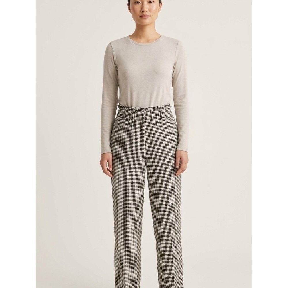 Pull&Bear Black and White Gingham Paperbag Waist Trousers Size US 28